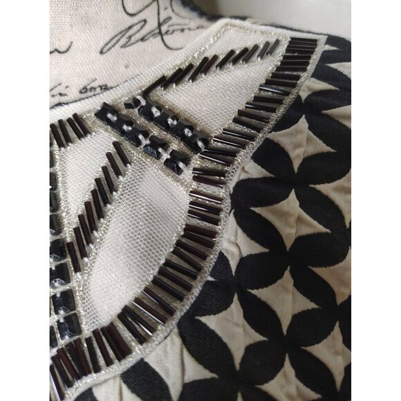 Iren Klairie Black & White Dress, Size 8-10 (Euro 40), Geometric Pattern, Beaded - Picture 4 of 8
